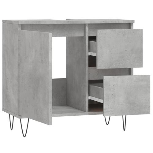 Badeværelsesskab 65x33x60 cm konstrueret træ betongrå