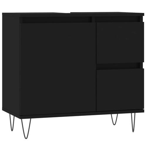 Badeværelsesskab 65x33x60 cm konstrueret træ sort
