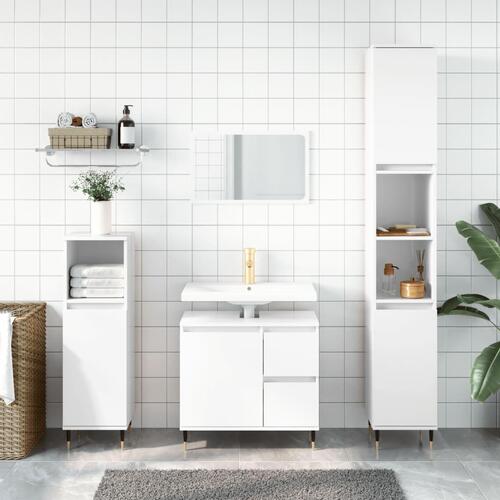 Badeværelsesskab 65x33x60 cm konstrueret træ hvid højglans