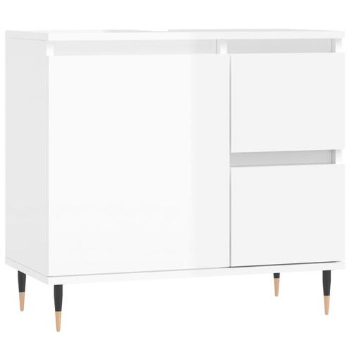 Badeværelsesskab 65x33x60 cm konstrueret træ hvid højglans