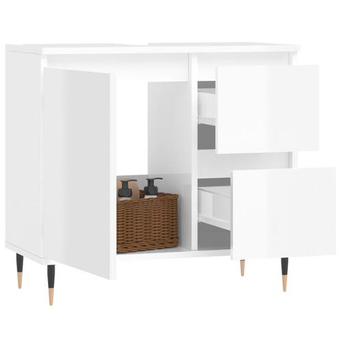 Badeværelsesskab 65x33x60 cm konstrueret træ hvid højglans