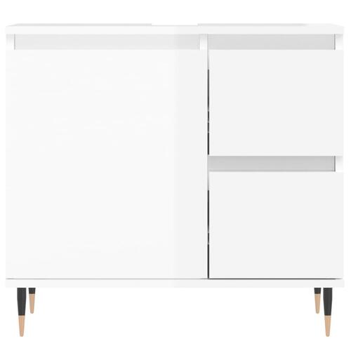 Badeværelsesskab 65x33x60 cm konstrueret træ hvid højglans