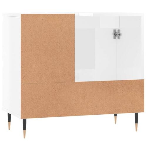 Badeværelsesskab 65x33x60 cm konstrueret træ hvid højglans