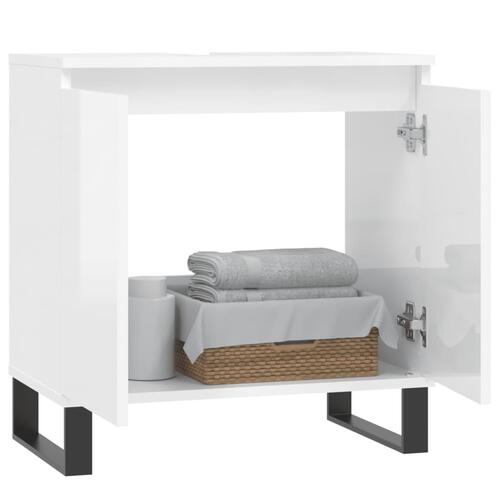 Badeværelsesskab 58x33x60 cm konstrueret træ hvid højglans