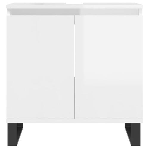 Badeværelsesskab 58x33x60 cm konstrueret træ hvid højglans