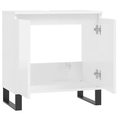 Badeværelsesskab 58x33x60 cm konstrueret træ hvid højglans