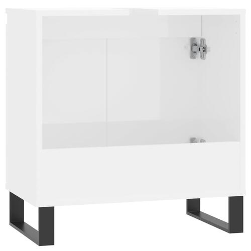 Badeværelsesskab 58x33x60 cm konstrueret træ hvid højglans
