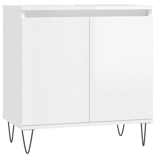 Badeværelsesskab 58x33x60 cm konstrueret træ hvid højglans