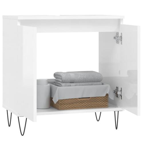 Badeværelsesskab 58x33x60 cm konstrueret træ hvid højglans