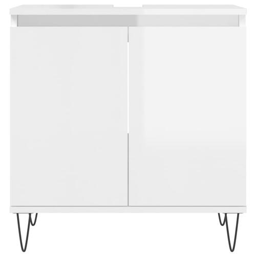 Badeværelsesskab 58x33x60 cm konstrueret træ hvid højglans