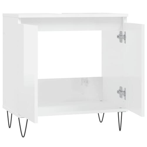 Badeværelsesskab 58x33x60 cm konstrueret træ hvid højglans