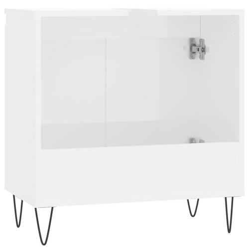 Badeværelsesskab 58x33x60 cm konstrueret træ hvid højglans