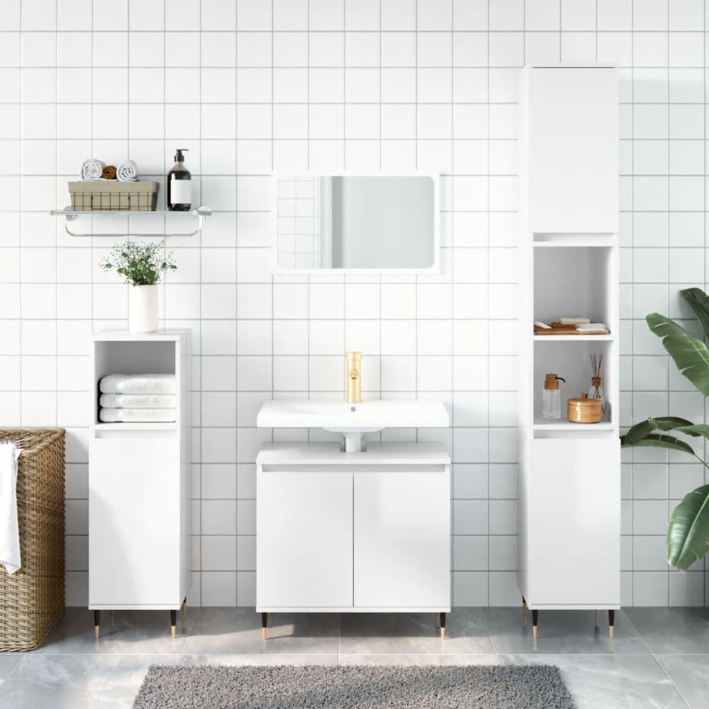 Badeværelsesskab 58x33x60 cm konstrueret træ hvid højglans
