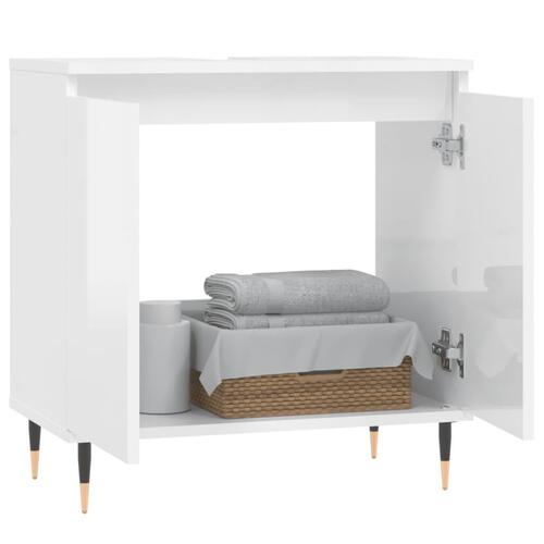 Badeværelsesskab 58x33x60 cm konstrueret træ hvid højglans