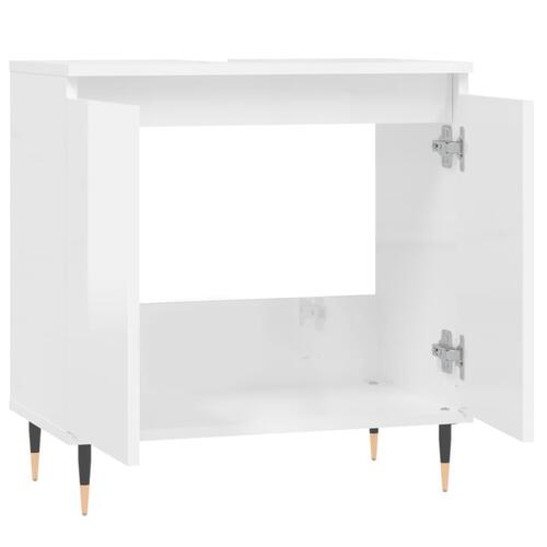 Badeværelsesskab 58x33x60 cm konstrueret træ hvid højglans