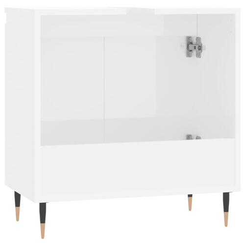 Badeværelsesskab 58x33x60 cm konstrueret træ hvid højglans