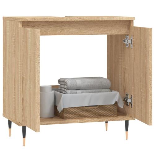Badeværelsesskab 58x33x60 cm konstrueret træ sonoma-eg
