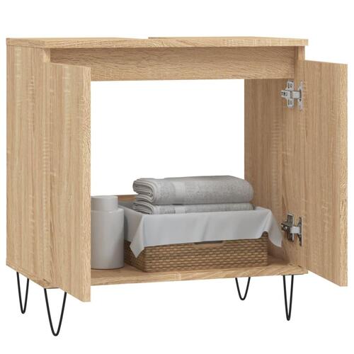 Badeværelsesskab 58x33x60 cm konstrueret træ sonoma-eg
