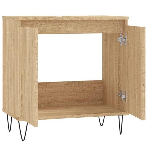 Badeværelsesskab 58x33x60 cm konstrueret træ sonoma-eg