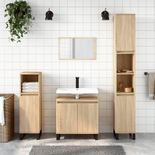 Badeværelsesskab 58x33x60 cm konstrueret træ sonoma-eg