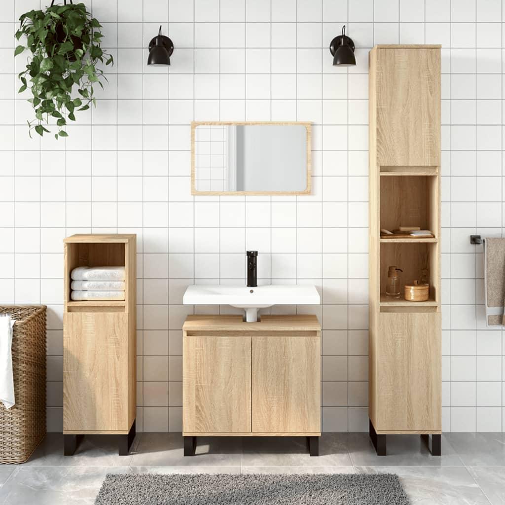 Badeværelsesskab 58x33x60 cm konstrueret træ sonoma-eg