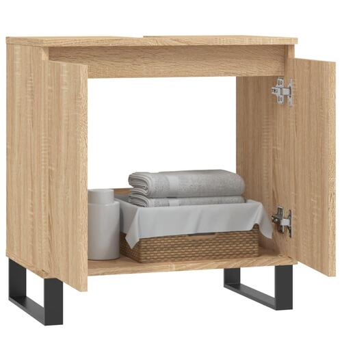 Badeværelsesskab 58x33x60 cm konstrueret træ sonoma-eg