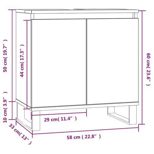 Badeværelsesskab 58x33x60 cm konstrueret træ sonoma-eg