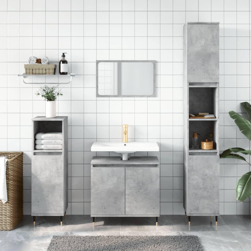 Badeværelsesskab 58x33x60 cm konstrueret træ betongrå