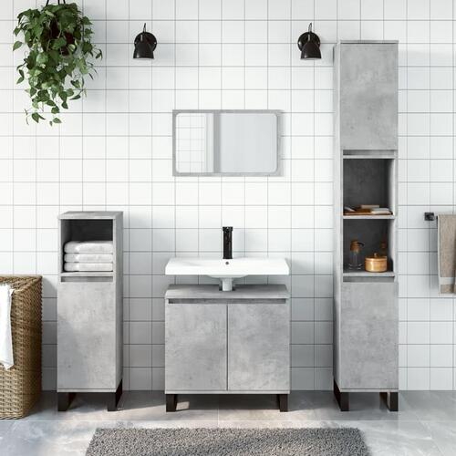 Badeværelsesskab 58x33x60 cm konstrueret træ betongrå