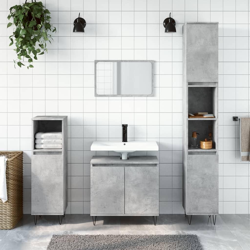 Badeværelsesskab 58x33x60 cm konstrueret træ betongrå