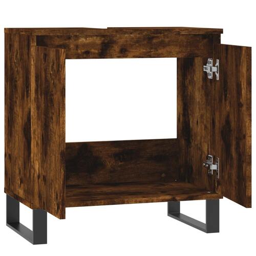 Badeværelsesskab 58x33x60 cm konstrueret træ røget egetræsfarve