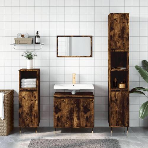 Badeværelsesskab 58x33x60 cm konstrueret træ røget egetræsfarve