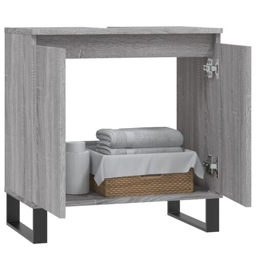 Badeværelsesskab 58x33x60 cm konstrueret træ grå sonoma-eg
