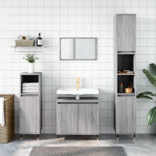 Badeværelsesskab 58x33x60 cm konstrueret træ grå sonoma-eg