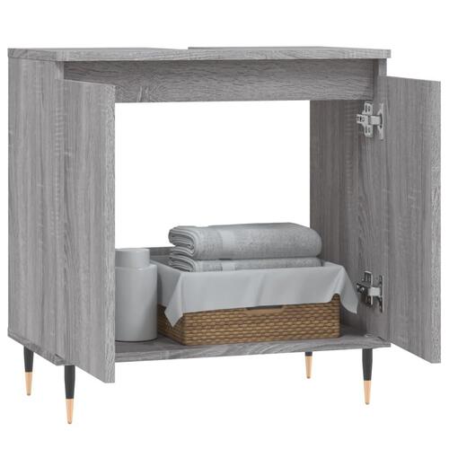 Badeværelsesskab 58x33x60 cm konstrueret træ grå sonoma-eg