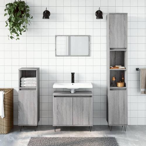 Badeværelsesskab 58x33x60 cm konstrueret træ grå sonoma-eg