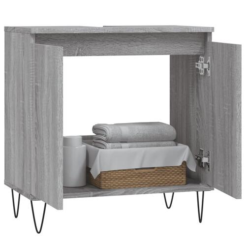 Badeværelsesskab 58x33x60 cm konstrueret træ grå sonoma-eg