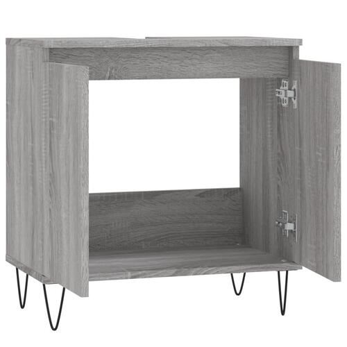 Badeværelsesskab 58x33x60 cm konstrueret træ grå sonoma-eg
