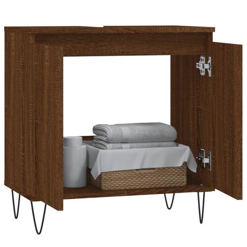 Badeværelsesskab 58x33x60 cm konstrueret træ brun egetræsfarve