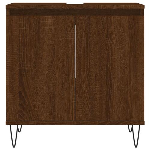 Badeværelsesskab 58x33x60 cm konstrueret træ brun egetræsfarve