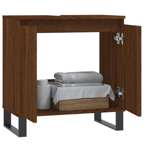 Badeværelsesskab 58x33x60 cm konstrueret træ brun egetræsfarve