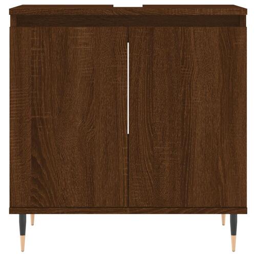 Badeværelsesskab 58x33x60 cm konstrueret træ brun egetræsfarve