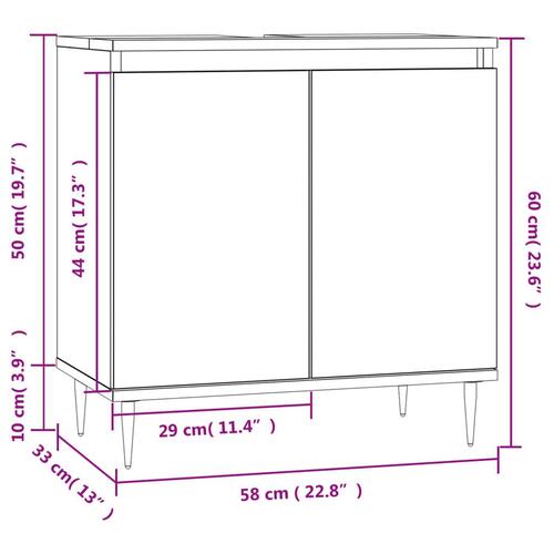 Badeværelsesskab 58x33x60 cm konstrueret træ hvid