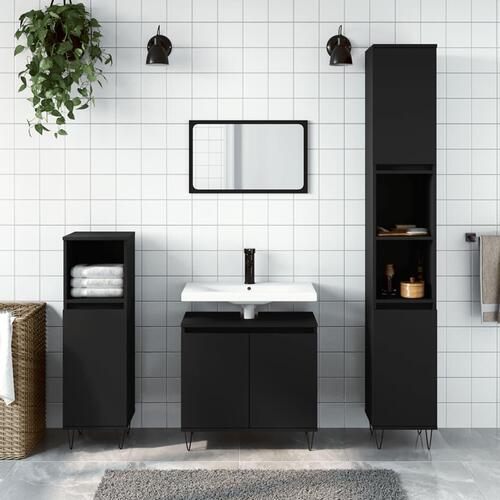 Badeværelsesskab 58x33x60 cm konstrueret træ sort