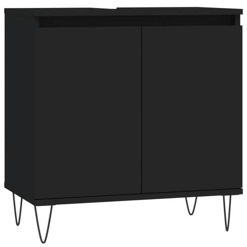 Badeværelsesskab 58x33x60 cm konstrueret træ sort