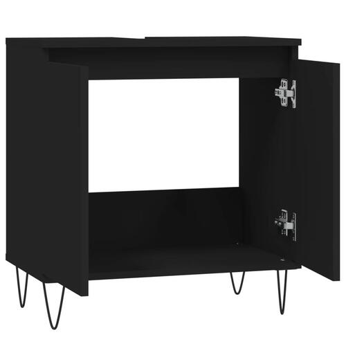 Badeværelsesskab 58x33x60 cm konstrueret træ sort