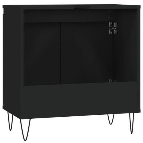 Badeværelsesskab 58x33x60 cm konstrueret træ sort