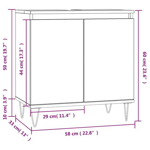 Badeværelsesskab 58x33x60 cm konstrueret træ sort