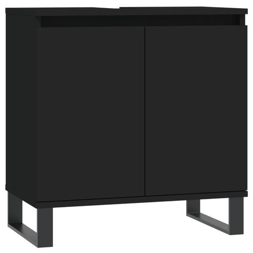Badeværelsesskab 58x33x60 cm konstrueret træ sort