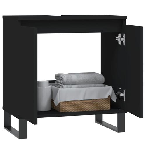 Badeværelsesskab 58x33x60 cm konstrueret træ sort